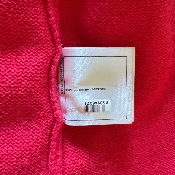 19P CHANEL PINK WHITE CC BUTTON DEAUVILLE BIARRITZ CASHMERE CARDIGAN SWEATER 38 - Picture 4 of 5